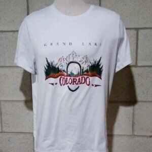 Grand Lake Colorado White Graphic T-shirt Mens Size Large